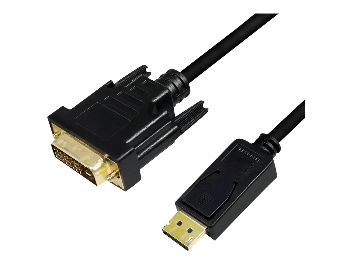 LogiLink - Adapterkabel - DisplayPort (M) eingerastet zu DVI-D (M) - DisplayPort 1.2 - 1 m - Daumenschrauben, 1080p-Unterstützung - Schwarz