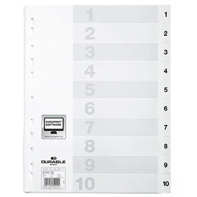 DURABLE Register 616202 DIN A4 1-10 geprägte Taben ws