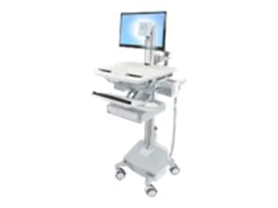 Ergotron Wagen für LCD-Display/Tastatur/Maus/CPU/Notebook/Barcodescanner - medizinisch - Aluminium, verzinker Stahl, hochwertiger Kunststoff - Grau, weiß, Polished Aluminum - Bildschirmgröße: bis zu 55,9 cm (bis zu 22 Zoll)
