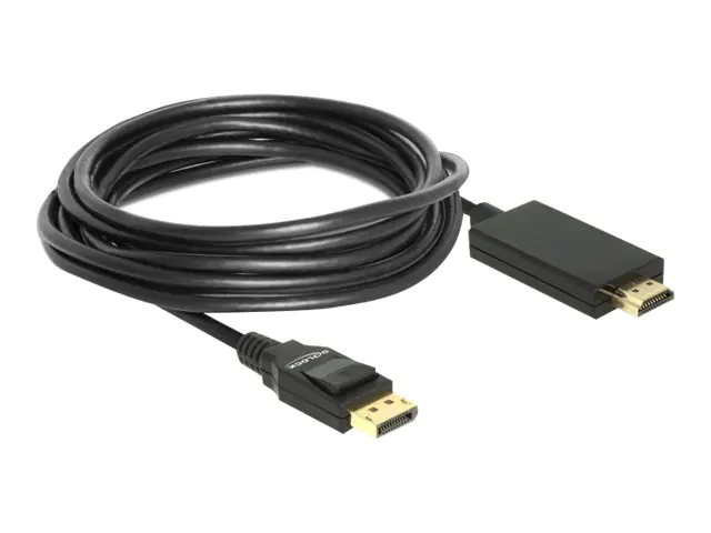 Delock - Adapterkabel - DisplayPort männlich zu HDMI männlich - 5 m - dreifach abgeschirmtes Twisted-Pair-Kabel - Schwarz - passiv