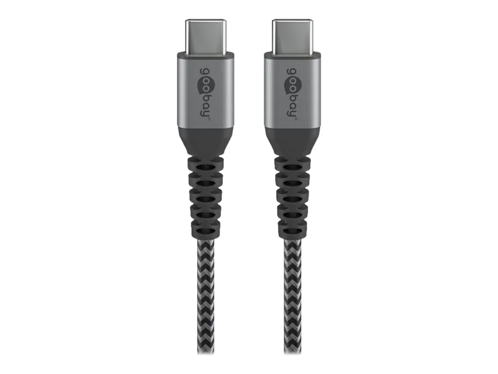 goobay - USB-Kabel - 24 pin USB-C (M) zu 24 pin USB-C (M) - USB 2.0 - DC 5 V - 3 A - 50 cm - Schwarz, Silber goobay - USB-Kabel - 24 pin USB-C (M) zu 24 pin USB-C (M) - USB 2.0 - DC 5 V - 3 A - 50 cm - Schwarz, Silber