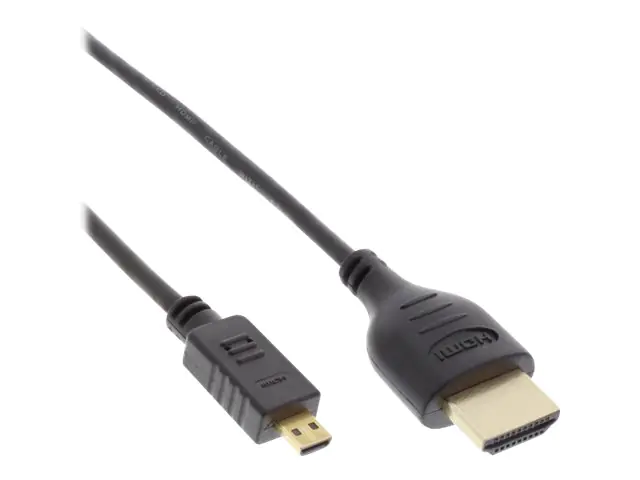 InLine Super Slim High Speed HDMI Cable with Ethernet - HDMI-Kabel mit Ethernet - 19 pin micro HDMI Type D männlich zu HDMI männlich - 1.5 m - Dreifachisolierung - Schwarz - 4K Unterstützung InLine Super Slim High Speed HDMI Cable with Ethernet - HDMI-Kabel mit Ethernet - 19 pin micro HDMI Type D männlich zu HDMI männlich - 1.5 m - Dreifachisolierung - Schwarz - 4K Unterstützung