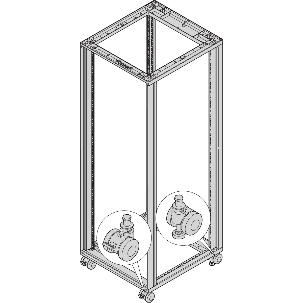 SCHROFF CASTOR KIT 400KG 60D W.FEET