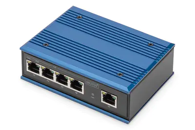 Digitus Industrial - Switch - unmanaged - 4 x 10/100/1000Base-TX (PoE+) + 1 x 10/100/1000Base-TX (uplink) - Desktop, an DIN-Schiene montierbar - PoE+ Digitus Industrial - Switch - unmanaged - 4 x 10/100/1000Base-TX (PoE+) + 1 x 10/100/1000Base-TX (uplink) - Desktop, an DIN-Schiene montierbar - PoE+