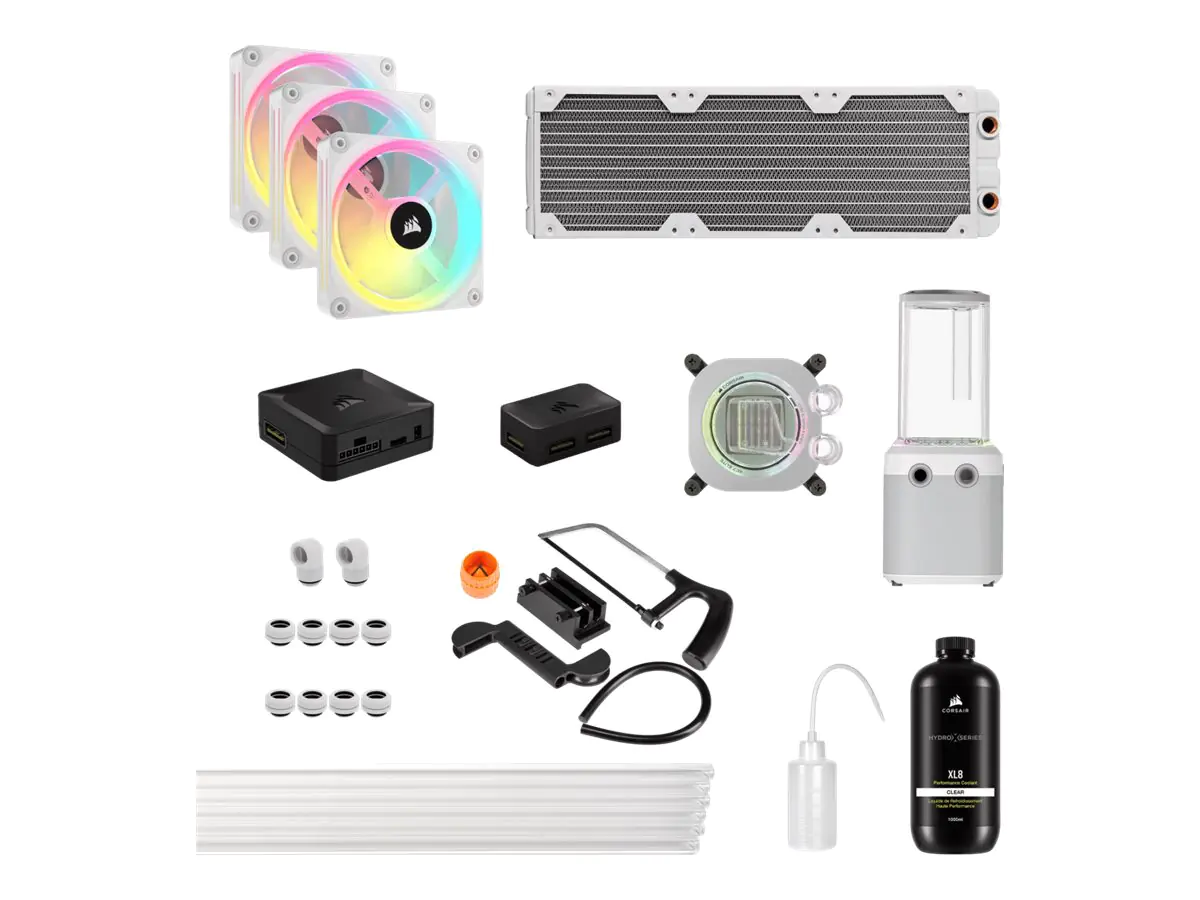 CORSAIR Hydro X Series iCUE LINK XH405i RGB - Satz für flüssiges Kühlsystem - mit Temperatursensor - Kühlergröße: 360 mm - (für: AM4, LGA1700, AM5) - 120 mm - weiß