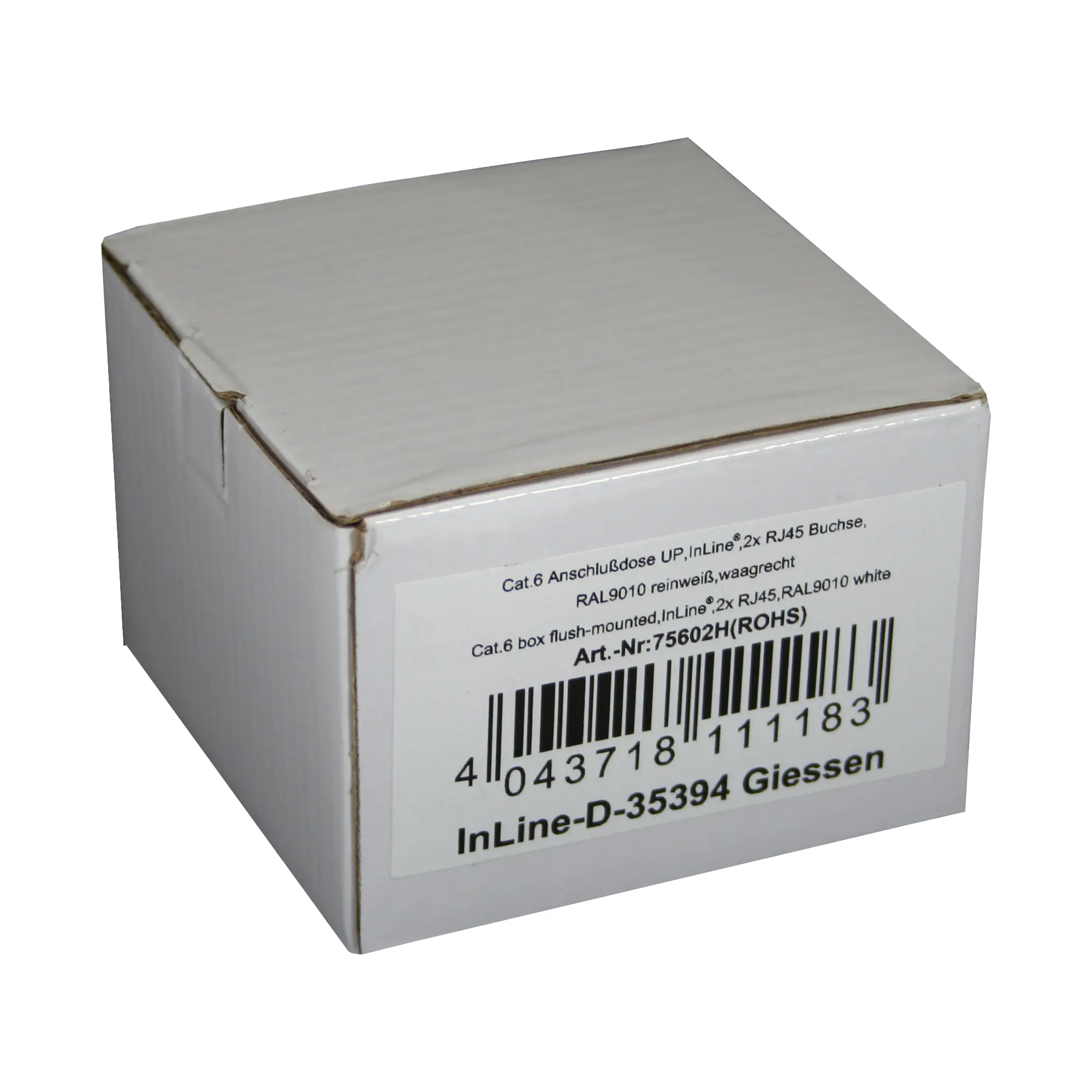 InLine Cat.6 Anschlussdose Unterputz - 2x RJ45 Buchse - RAL9010 weiß - waagerecht 75602H