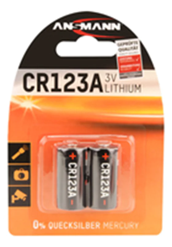 Ansmann 1510-0023, Einwegbatterie, CR123A, Lithium, 3 V, 2 Stück(e), 1500 mAh