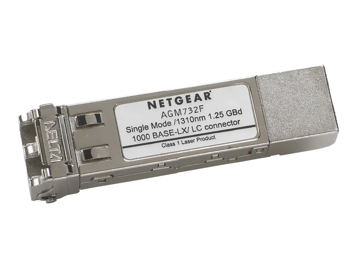 NETGEAR ProSafe AGM732F - SFP (Mini-GBIC)-Transceiver-Modul - 1GbE - 1000Base-LX - LC Single-Modus - bis zu 10 km - für NETGEAR GSM7224, M4300-28G-PoE+ NETGEAR ProSafe AGM732F - SFP (Mini-GBIC)-Transceiver-Modul - 1GbE - 1000Base-LX - LC Single-Modus - bis zu 10 km - für NETGEAR GSM7224, M4300-28G-PoE+