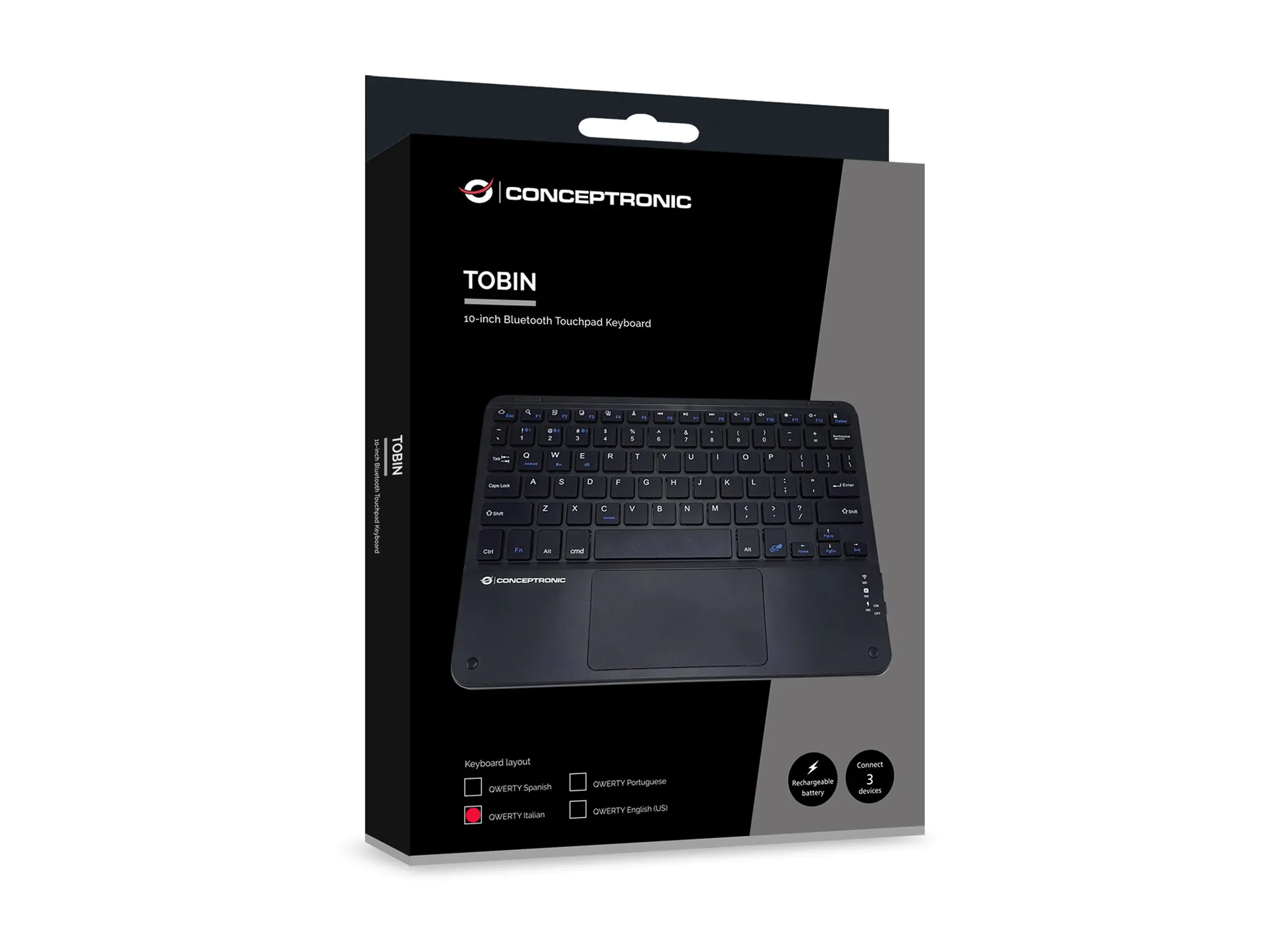 Conceptronic Wireless Tastatur Layout italien. 10" schwarz