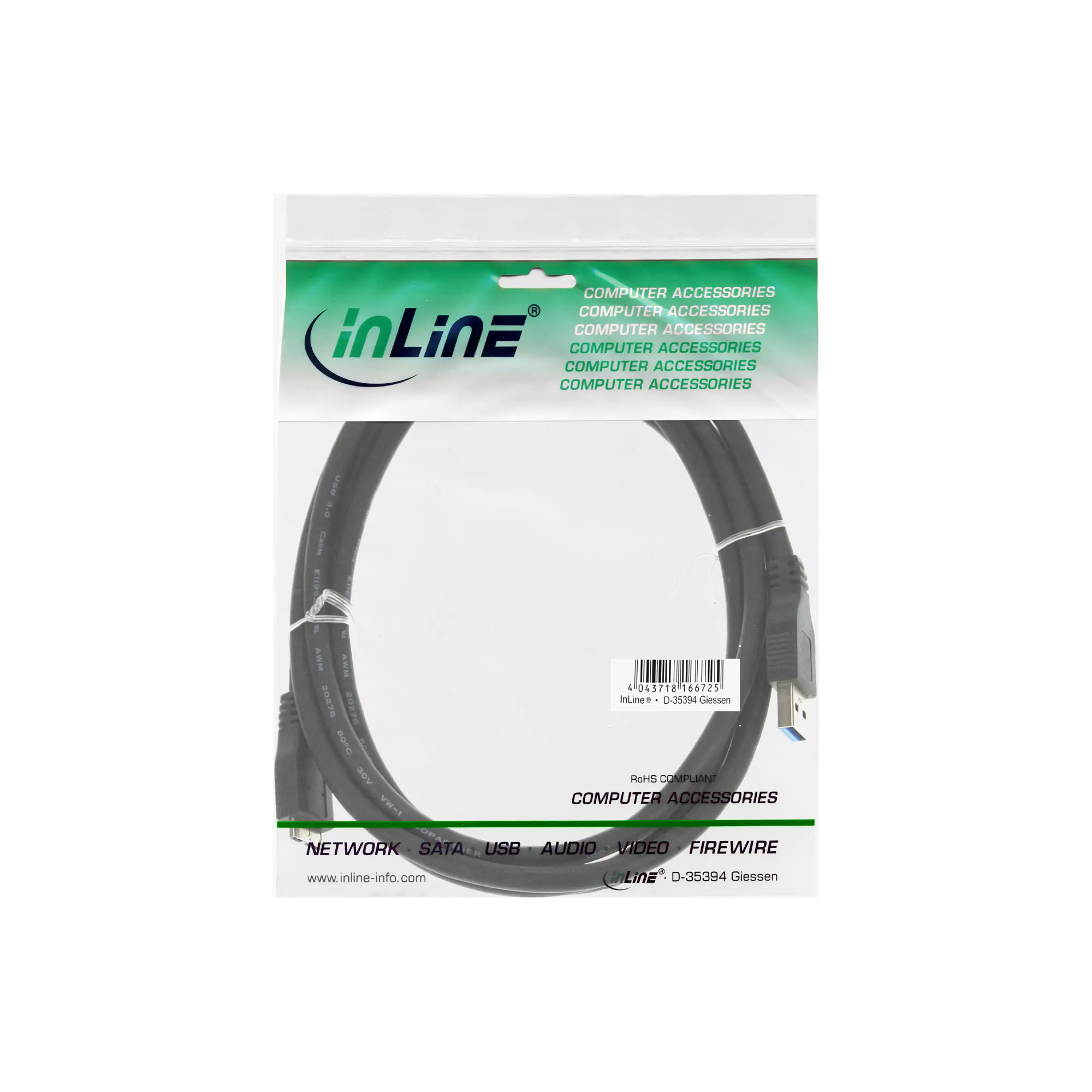 InLine - USB-Kabel - Micro-USB Type B (M) bis USB Typ A (M) - USB 3.0 - 5 m - Schwarz
