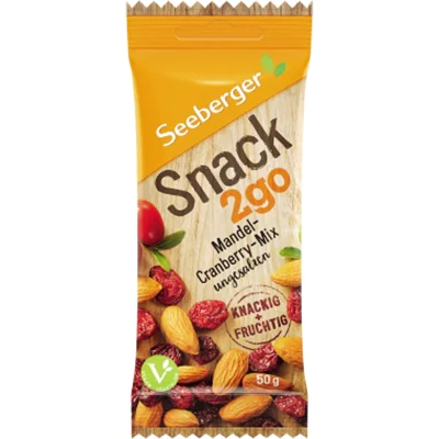 SEEBERGER Mandeln Snack2go Mandeln, Cranberries 12 x 50 g/Pack. SEEBERGER Mandeln Snack2go Mandeln, Cranberries 12 x 50 g/Pack.