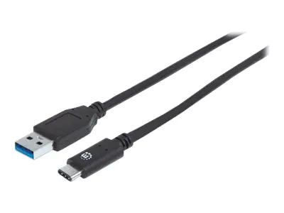 Manhattan USB-C to USB-A Cable, 50cm, Male to Male, Black, 10 Gbps (USB 3.2 Gen2 aka USB 3.1), 3A (fast charging), SuperSpeed+ USB, Lifetime Warranty, Polybag - USB-Kabel - USB-C (M) zu USB Typ A (M) - USB 3.1 Gen 2 - 3 A - 50 cm - Schwarz