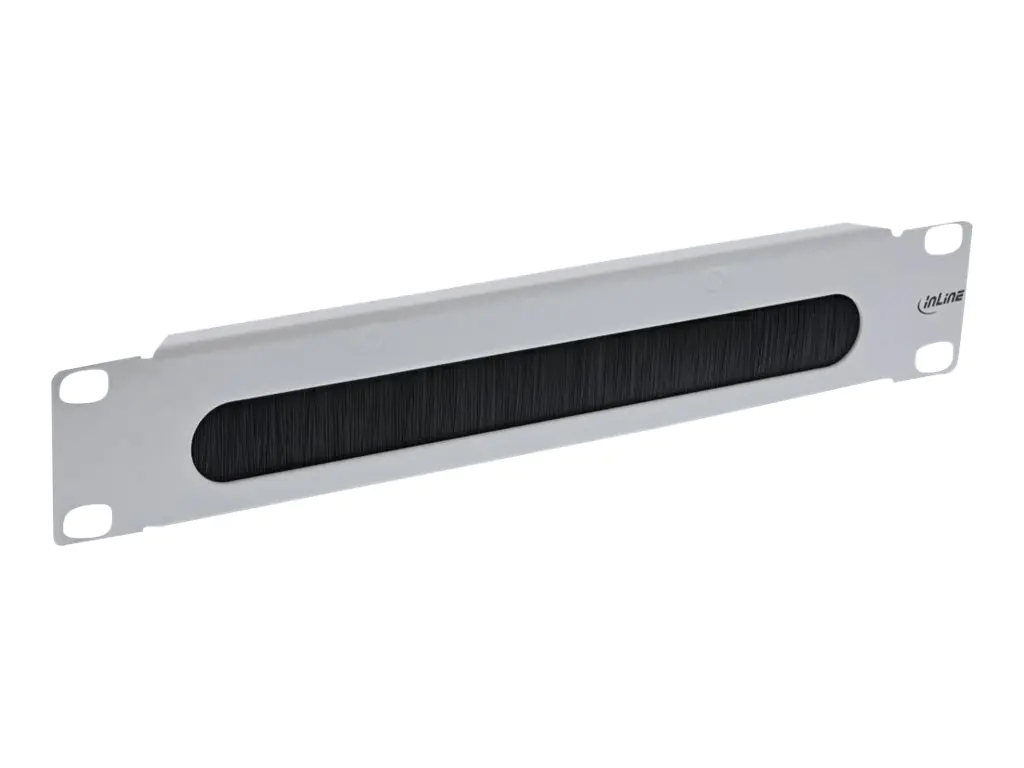 InLine - Kabeldurchführungsplatte mit Bürsteneinsatz - Grau, RAL 7035 - 1U - 25.4 cm (10")