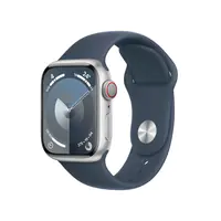 Apple Watch Series 9 (GPS + Cellular) - 41 mm - Aluminium, Silber - intelligente Uhr mit Sportband - Flouroelastomer - Storm Blue - Bandgröße: S/M - 64 GB - Wi-Fi, Bluetooth, UWB, LTE - 4G - 32.1 g