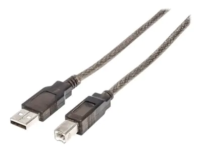 Manhattan USB-A to USB-B Cable, 15m, Male to Male, Active, Black, 480 Mbps (USB 2.0), Built-in Chipset With Amplification, Hi-Speed USB, Three Year Warranty, Polybag - USB-Kabel - USB (M) zu USB Typ B (M) - USB 2.0 - 5 V - 1 A - 15 m - aktiv - Schwarz