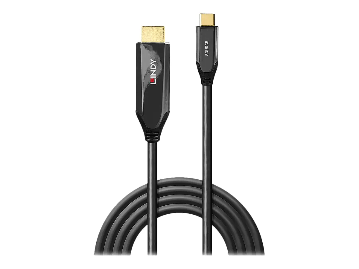 Lindy - Adapterkabel - 24 pin USB-C männlich zu HDMI männlich - 1 m - abgeschirmt - Schwarz - rund, unterstützt 8K 60 Hz (7680 x 4320)