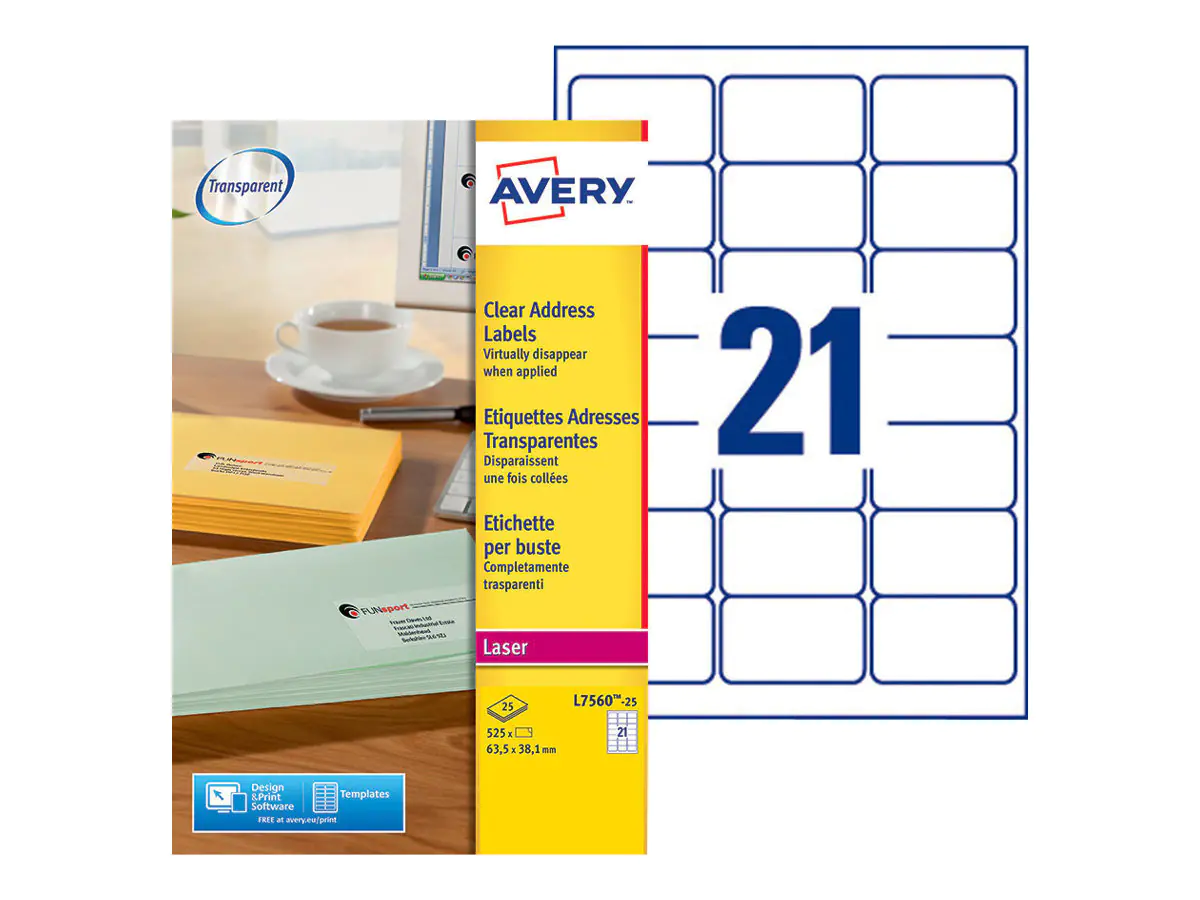 Avery Zweckform Adressetikett L7560-25 63,5x38,1mm 525 St./Pack.