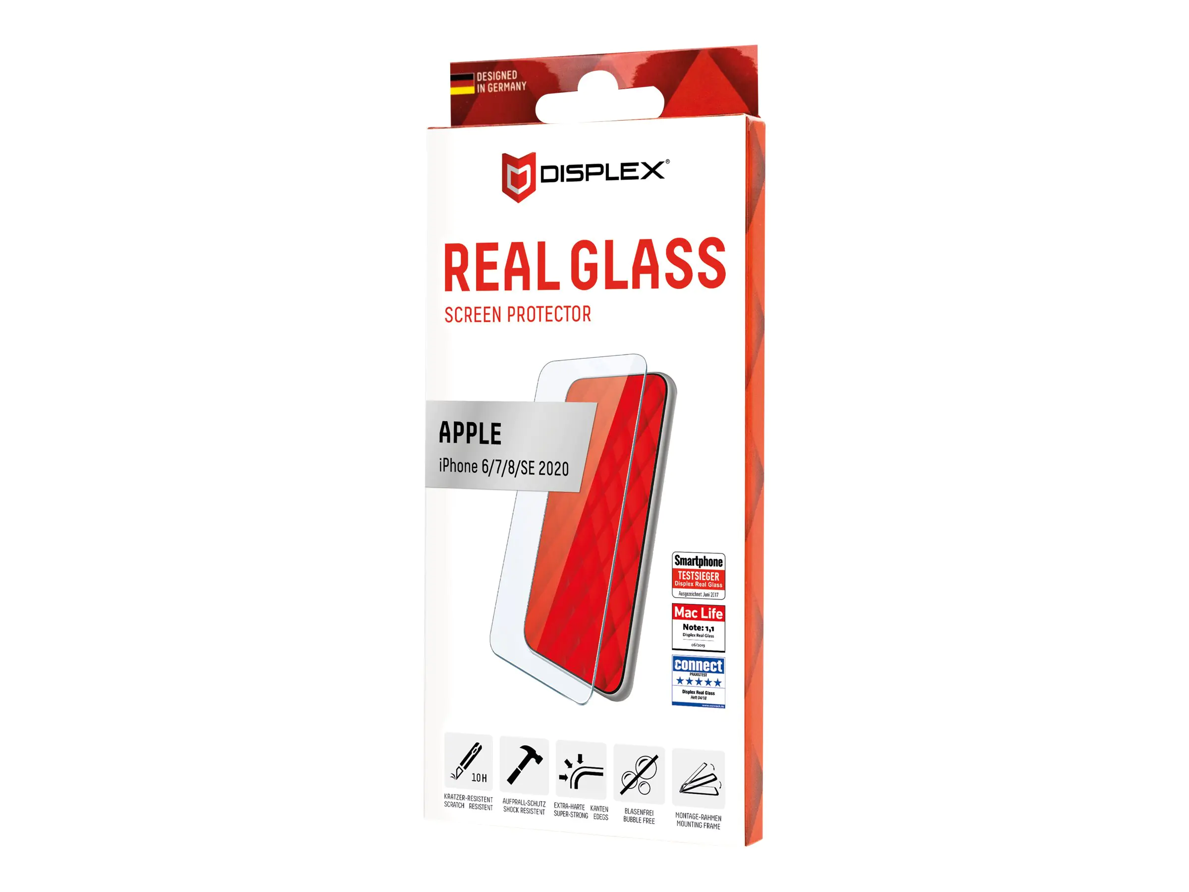 DISPLEX Real Glass - Bildschirmschutz für Handy - 2D - für Apple iPhone 6, 6s, 7, 8, SE (2. Generation) 01252