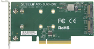 Supermicro AOC-SLG3-2M2 - PCIe - M.2 - Niedriges Profil - PCIe 3.0 - Grün - 10 - 55 °C Supermicro AOC-SLG3-2M2 - PCIe - M.2 - Niedriges Profil - PCIe 3.0 - Grün - 10 - 55 °C