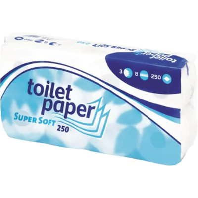 Toilettenpapier 3-lagig hochweiß 250 Bl./Rl. 8 Rl./Pack. Toilettenpapier 3-lagig hochweiß 250 Bl./Rl. 8 Rl./Pack.