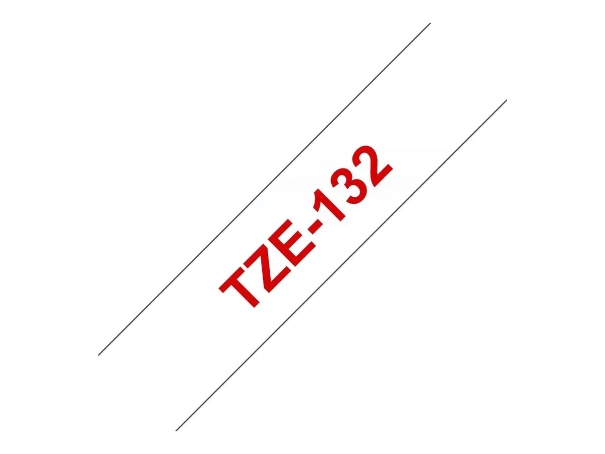 Brother TZe-132 - Rot auf durchsichtig - Rolle (1,2 cm x 8 m) TZE132