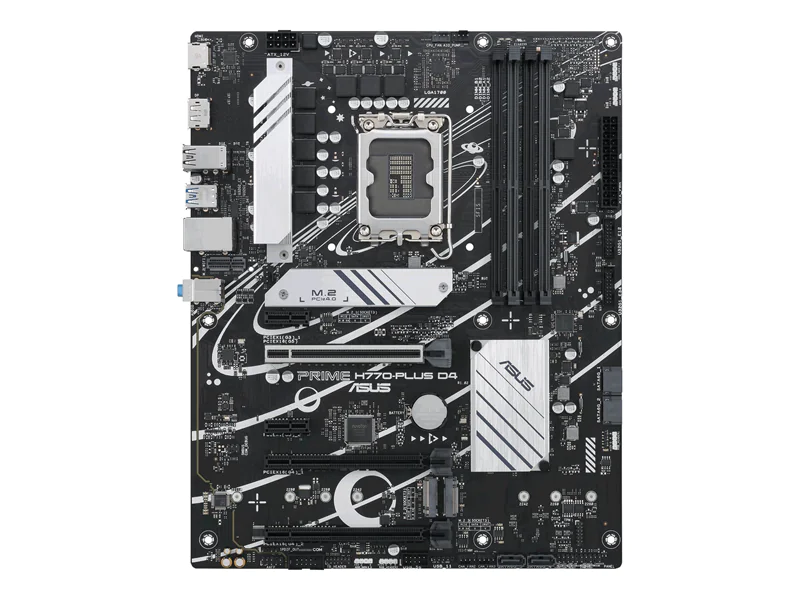 ASUS PRIME H770-PLUS D4 - Motherboard - ATX - LGA1700-Sockel - H770 Chipsatz - USB4, USB-C 3.2 Gen2, USB 3.2 Gen 2, USB 3.2 Gen 1 - 2.5 Gigabit LAN - Onboard-Grafik (CPU erforderlich) - HD Audio (8-Kanal)