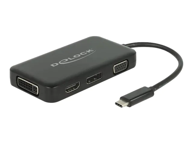 DeLOCK - Externer Videoadapter - USB-C - DVI, HDMI, DisplayPort, VGA - Schwarz DeLOCK - Externer Videoadapter - USB-C - DVI, HDMI, DisplayPort, VGA - Schwarz