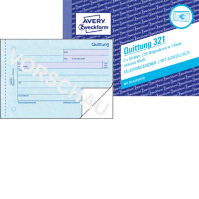 Avery Zweckform Quittung 321 DIN A6 quer 2x50Blatt Avery Zweckform Quittung 321 DIN A6 quer 2x50Blatt