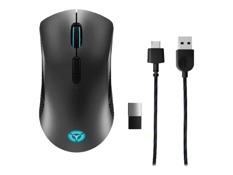 Lenovo Legion M600 Gaming Mouse - Maus - ergonomisch - rechts- und linkshändig - optisch - 9 Tasten - kabellos, kabelgebunden - 2.4 GHz, USB 2.0, Bluetooth 5.0 - schwarz (Gestell), Stingray (Oberseite) - retail - CRU Lenovo Legion M600 Gaming Mouse - Maus - ergonomisch - rechts- und linkshändig - optisch - 9 Tasten - kabellos, kabelgebunden - 2.4 GHz, USB 2.0, Bluetooth 5.0 - schwarz (Gestell), Stingray (Oberseite) - retail - CRU