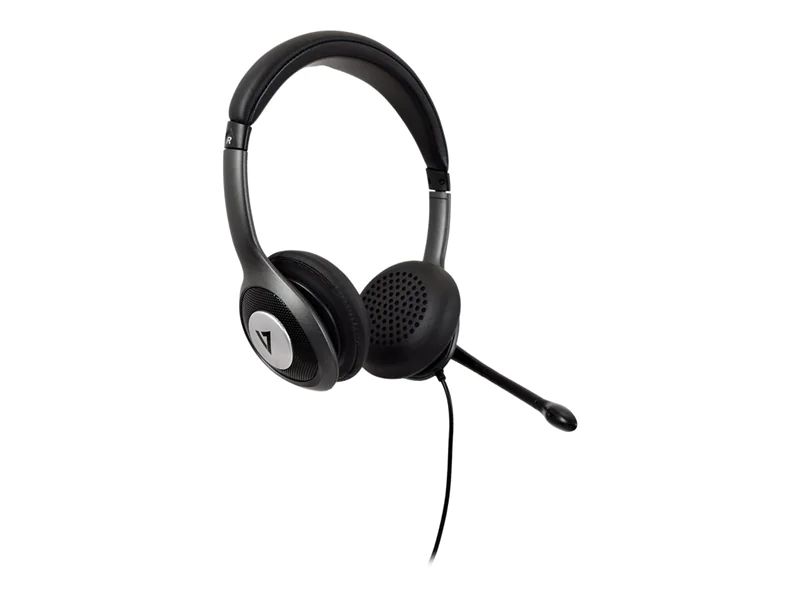 V7 Deluxe - Kopfhörer mit Mikrofon - On-Ear - kabelgebunden - USB-C - schwarz mit grauen Akzenten