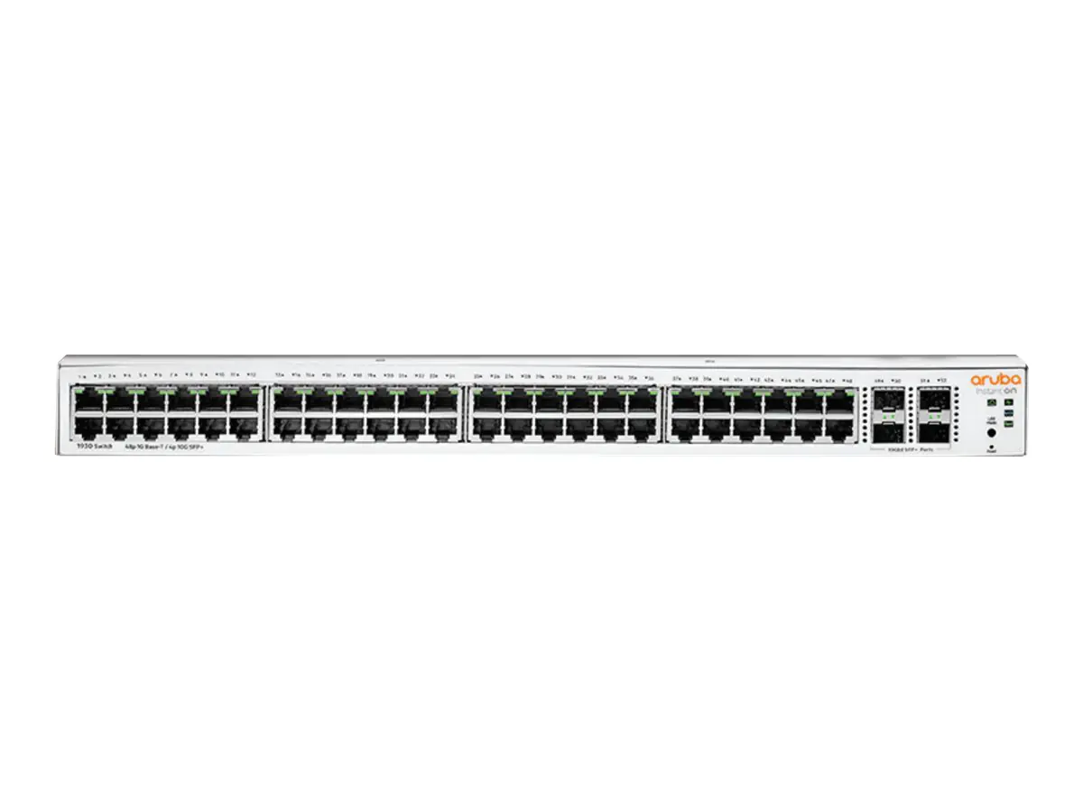 HPE Networking Instant On 1930 48G Class4 PoE 4SFP/SFP+ 370W Switch - Switch - L3 - managed - 48 x 10/100/1000 (PoE) + 4 x 1 Gigabit / 10 Gigabit SFP+ - an Rack montierbar - PoE (370 W) HPE Networking Instant On 1930 48G Class4 PoE 4SFP/SFP+ 370W Switch - Switch - L3 - managed - 48 x 10/100/1000 (PoE) + 4 x 1 Gigabit / 10 Gigabit SFP+ - an Rack montierbar - PoE (370 W)