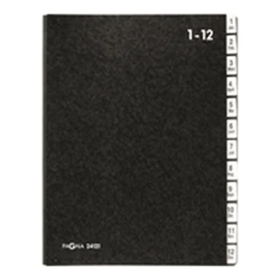PAGNA Pultordner 24121-04 DIN A4 1-12/Jan-Dez 12Fächer Hartpappe sw