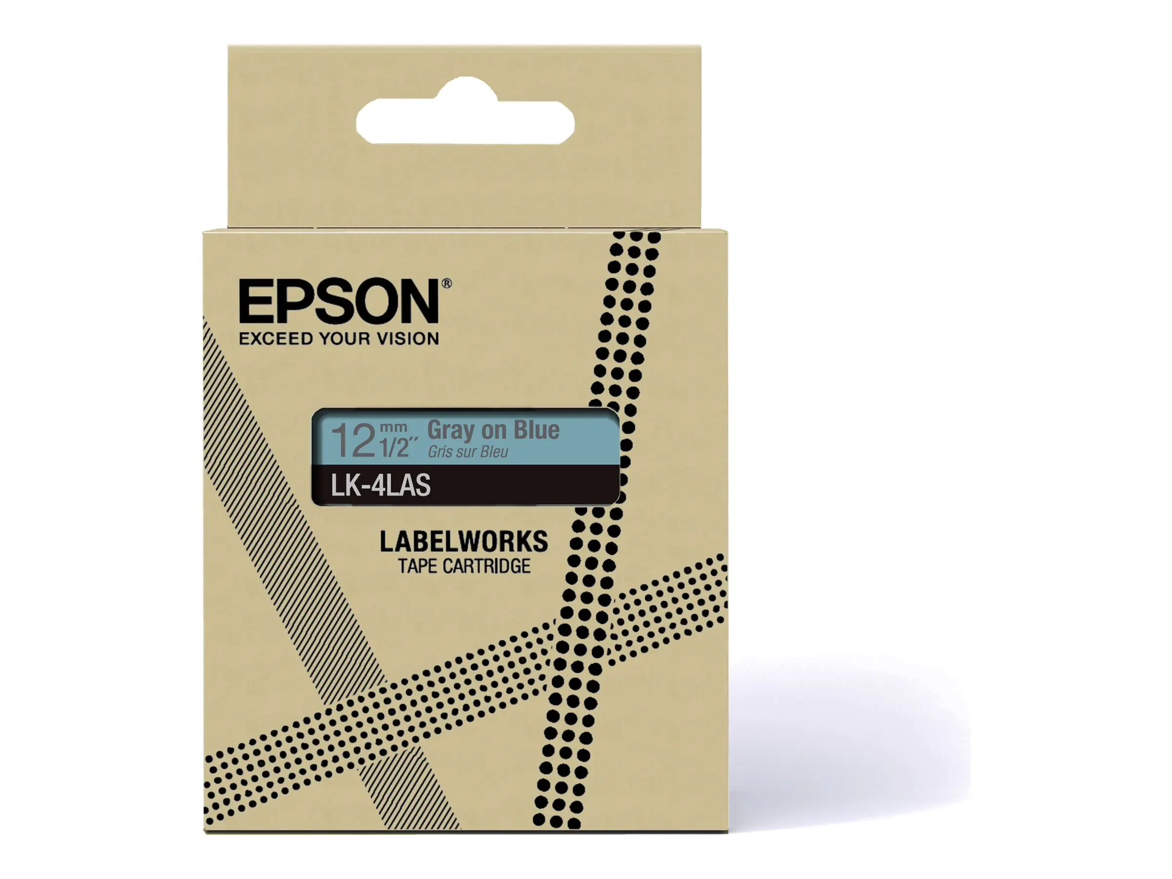 Epson LabelWorks LK-4LAS - Grau auf Blau - Rolle (1,2 cm x 8 m) C53S672106