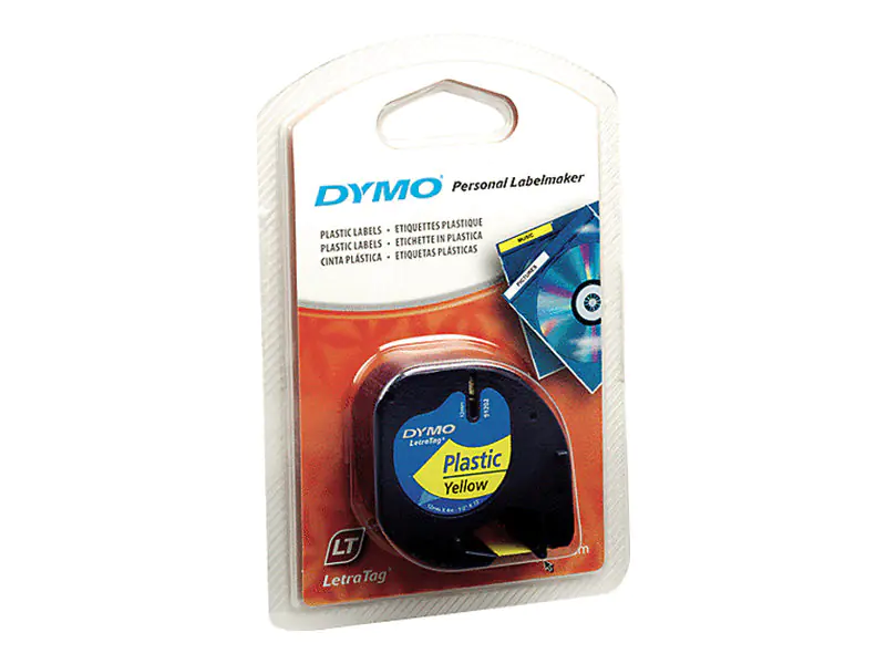 Dymo LetraTAG - Kunststoff - Schwarz auf Gelb - Rolle (1,2 cm x 4 m) S0721620