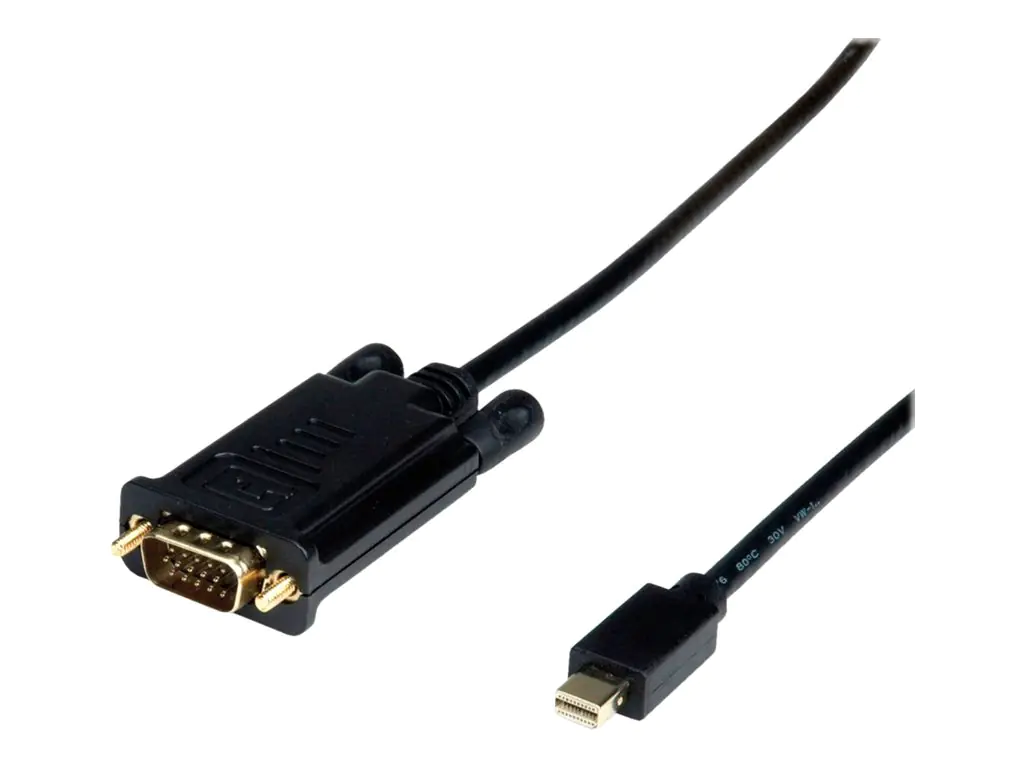 VALUE - Adapterkabel - Mini DisplayPort (M) zu HD-15 (VGA) (M) - 5 m - Daumenschrauben - Schwarz