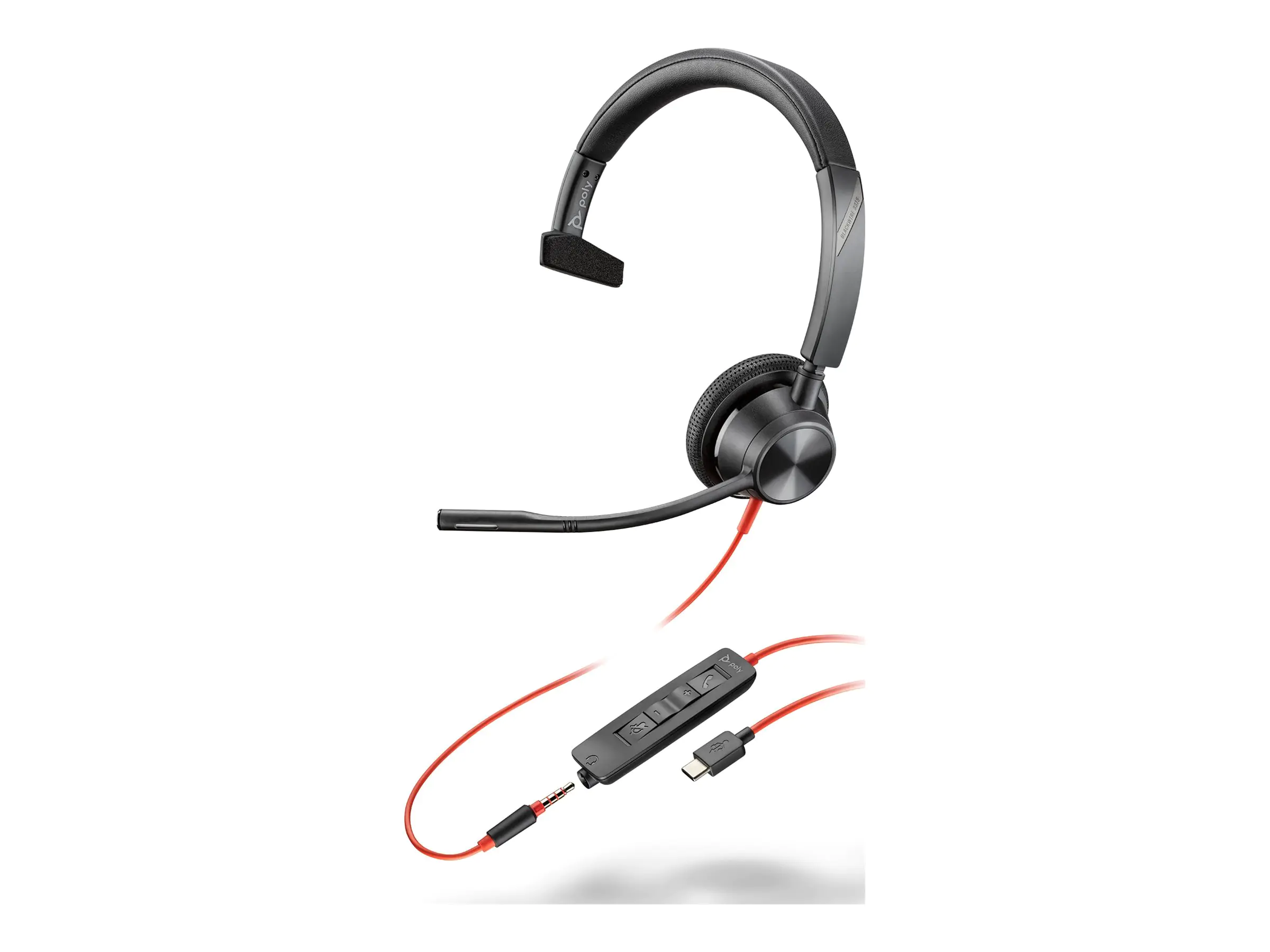 Poly Blackwire 3315 - Blackwire 3300 series - Headset - On-Ear - kabelgebunden - 3,5 mm Stecker, USB-C - Schwarz - UC-zertifiziert, Zertifiziert für Microsoft Teams Poly Blackwire 3315 - Blackwire 3300 series - Headset - On-Ear - kabelgebunden - 3,5 mm Stecker, USB-C - Schwarz - UC-zertifiziert, Zertifiziert für Microsoft Teams