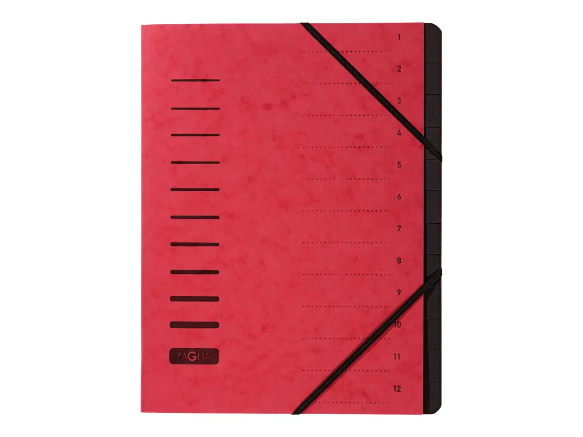 PAGNA Ordnungsmappe 40059-01 DIN A4 12Fächer Pressspankarton rot