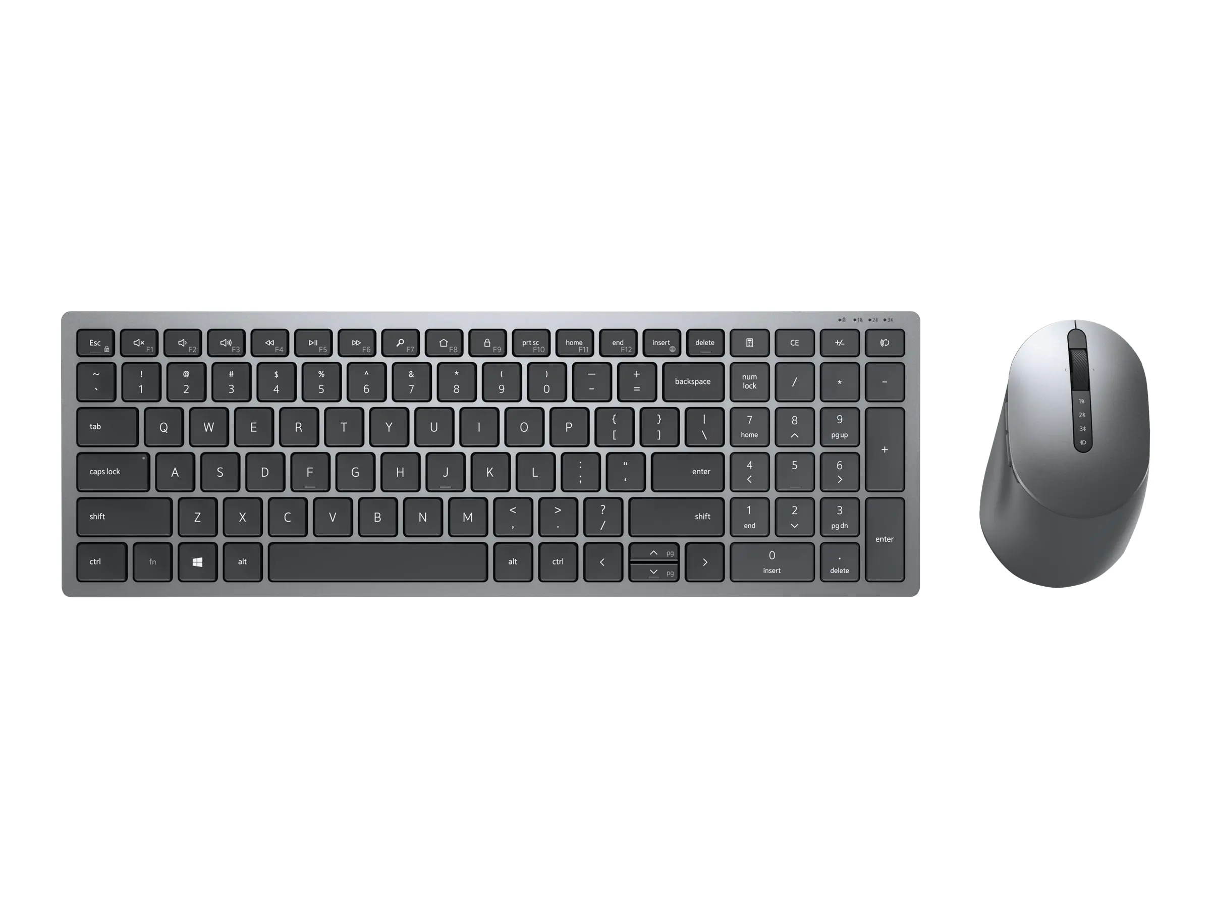 Dell Multi-Device KM7120W - Tastatur-und-Maus-Set - kabellos - 2.4 GHz, Bluetooth 5.0 - GB - Titan Gray Dell Multi-Device KM7120W - Tastatur-und-Maus-Set - kabellos - 2.4 GHz, Bluetooth 5.0 - GB - Titan Gray