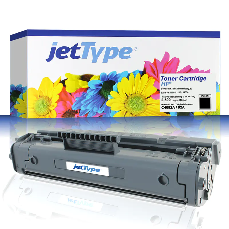 jetType Toner kompatibel zu HP C4092A 92A schwarz 2.500 Seiten 1 Stück jetType Toner kompatibel zu HP C4092A 92A schwarz 2.500 Seiten 1 Stück
