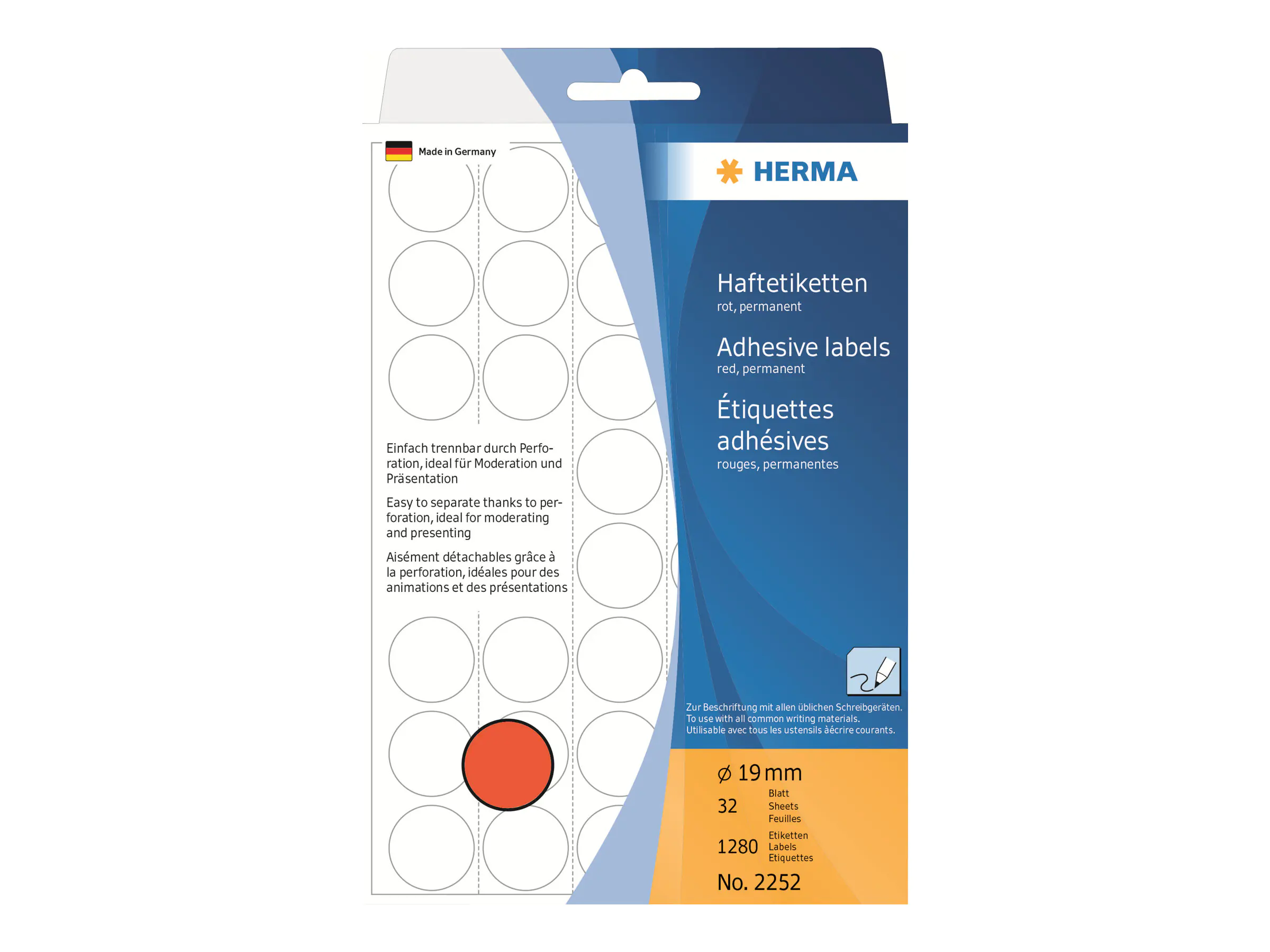 HERMA Markierungspunkt 2252 19mm Papier rot 1.280 St./Pack.