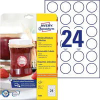 Avery Zweckform 5080 - Weiß - Kreis - Entfernbar - A4 - Papier - Universal