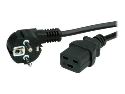 VALUE - Stromkabel - CEE 7/7 (M) bis IEC 60320 C19 - Wechselstrom 250 V - 16 A - 2 m - Schwarz VALUE - Stromkabel - CEE 7/7 (M) bis IEC 60320 C19 - Wechselstrom 250 V - 16 A - 2 m - Schwarz