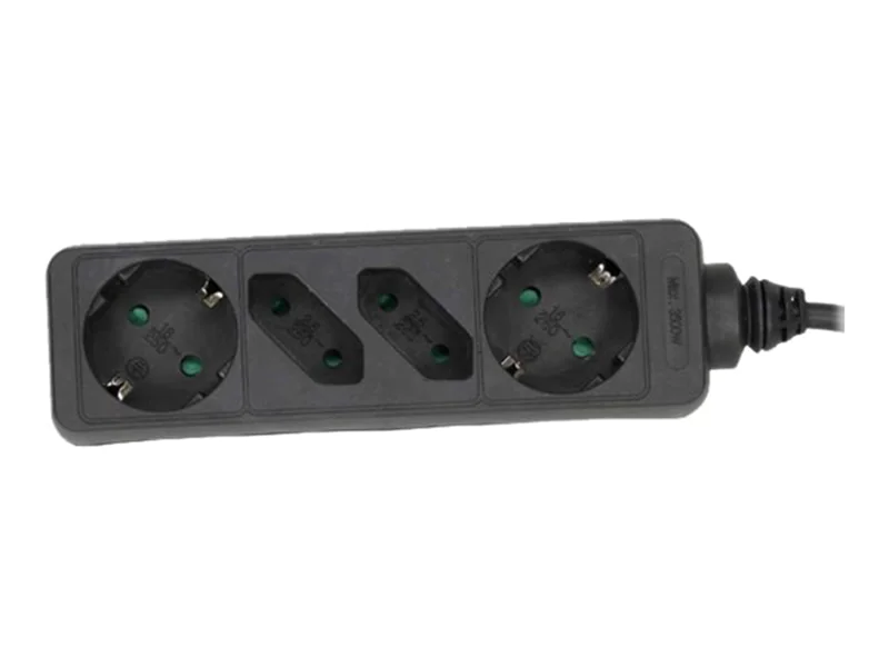 InLine Steckdosenleiste - 4-fach - 2x Schutzkontakt + 2x Euro - schwarz - 5m 16445