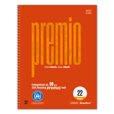 Staufen Collegeblock Premio DIN A5 kariert 90g/m² rot 80 Bl. Staufen Collegeblock Premio DIN A5 kariert 90g/m² rot 80 Bl.