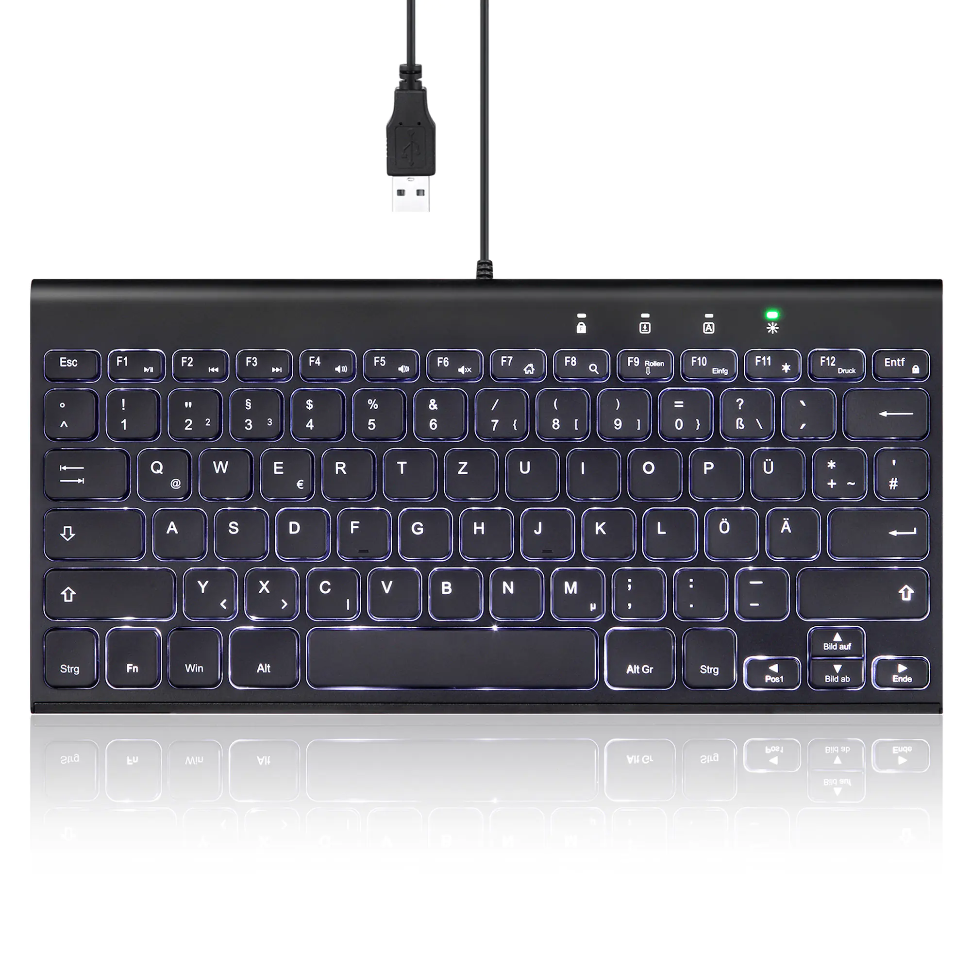 Perixx PERIBOARD-429 DE kabelgebunden USB Mini Tastatur mit Hintergrundbeleuchtung - Tastatur - QWERTZ