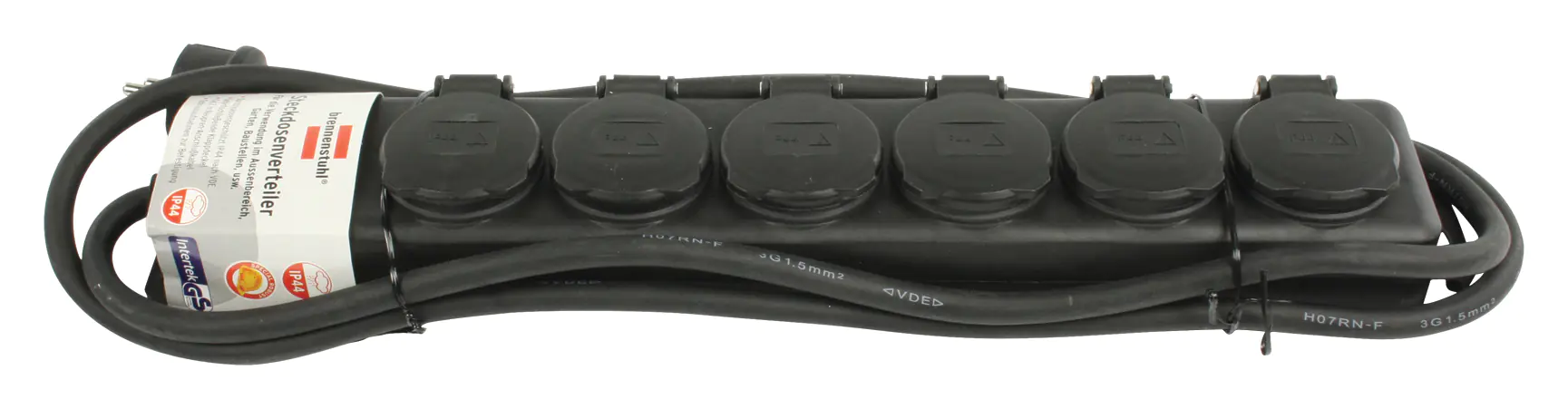 Brennenstuhl Extension socket IP44 6-way black 1159970
