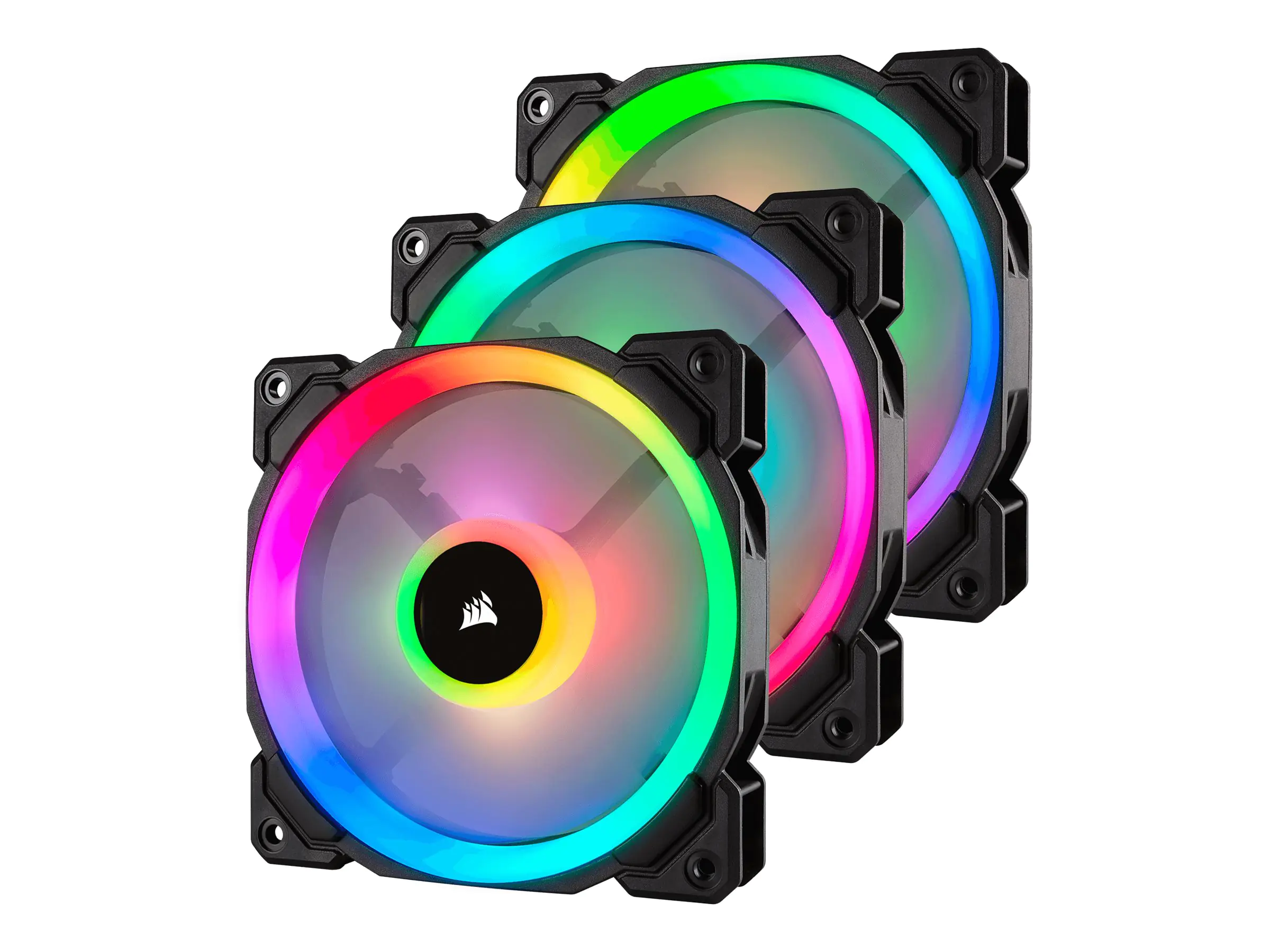 Corsair LL Series LL120 RGB Dual Light Loop - Gehäuselüfter - 120 mm - weiß, Blau, Gelb, Rot, grün, orange, violett - 12 cm (Packung mit 3)