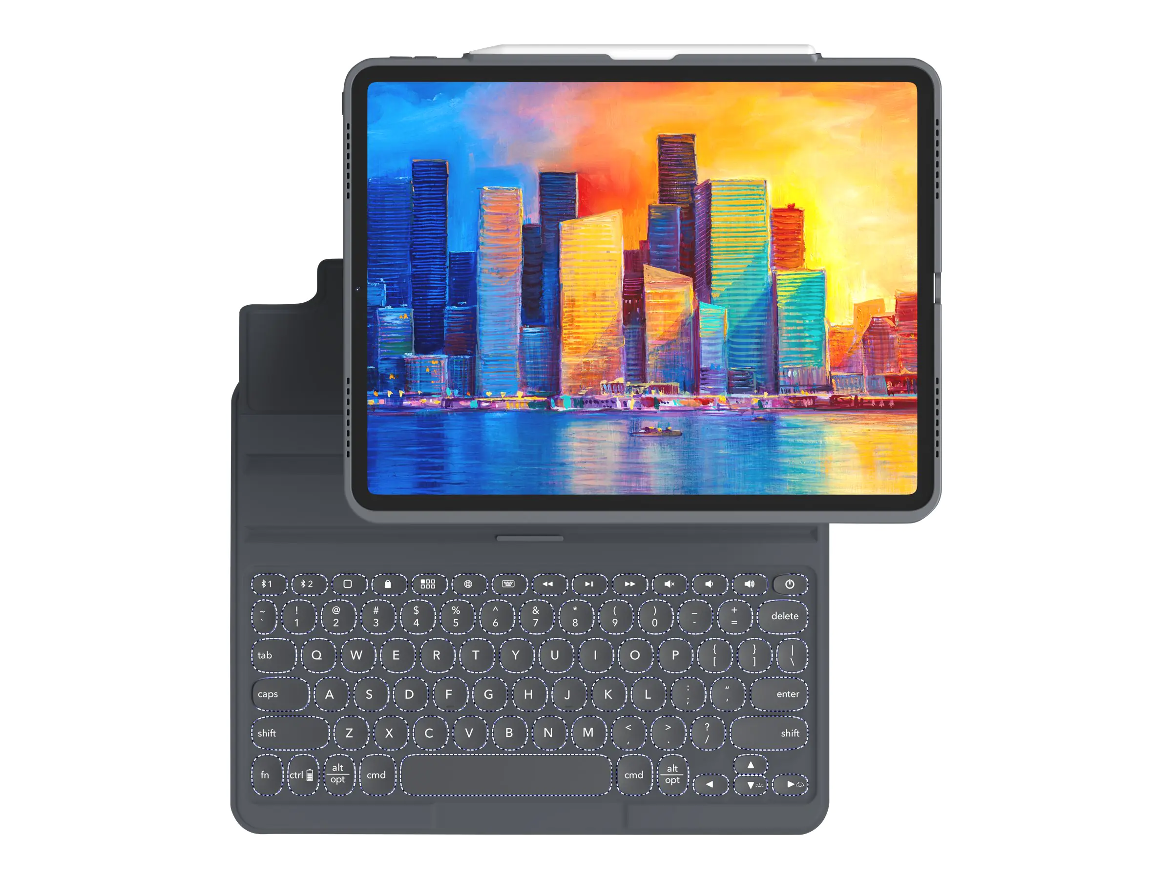 ZAGG Pro Keys - Tastatur und Foliohülle - hintergrundbeleuchtet - Bluetooth - Tschechisch - Schwarz/Grau Tastatur, Schwarz/Grau Gehäuse - für Apple 11-inch iPad Pro (1. Generation, 2. Generation, 3. Generation)