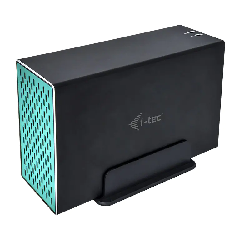 i-Tec MySafe - Speichergehäuse mit Netzanzeige - 3.5" (8.9 cm) - 2 Sender/Kanal - SATA 6Gb/s - RAID RAID 0, 1, JBOD - USB-C, Thunderbolt 3 - Grau, Blau