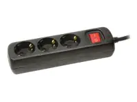 LogiLink - Steckdosenleiste - Wechselstrom 250 V - 3500 Watt - Ausgangsanschlüsse: 3 - 1.4 m - Deutschland - Schwarz